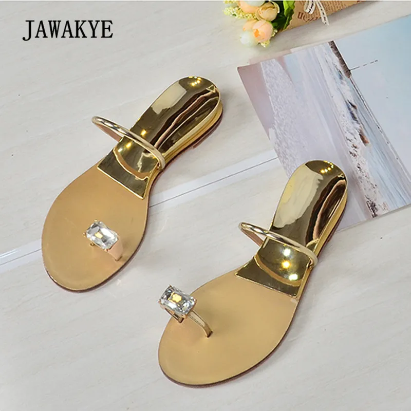 

Newest Bling Diamond Ring Decor Beach Slippers Women Flip Flops Low Heel Shoes Woman Fashion Gladiator Sandals