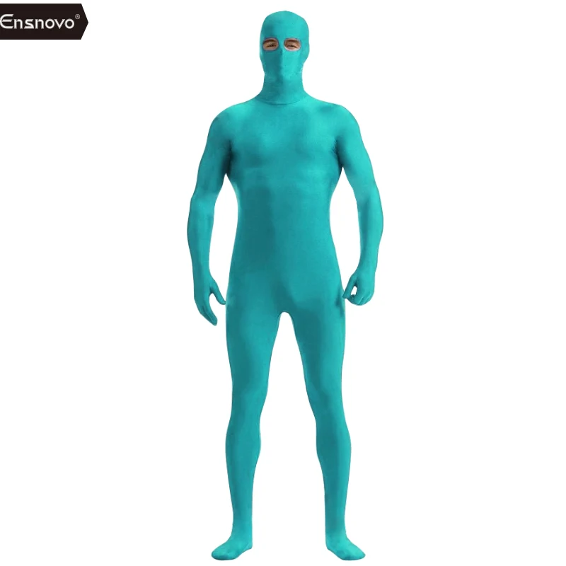 Ensnovo Adult Black Open Eyes Nylon Zentai Second Skin Tight Suits Full Body Halloween Cosplay Costumes Spandex