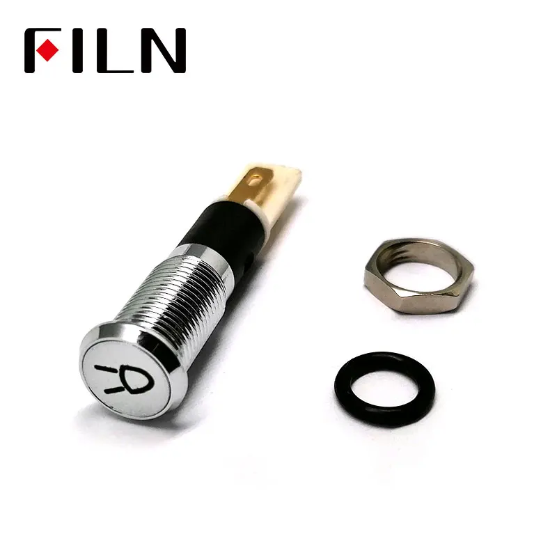 FILN 8mm C6  Car dashboard  silver shell Small light mark  C40 12v led indicator light with Solder foot цена и фото