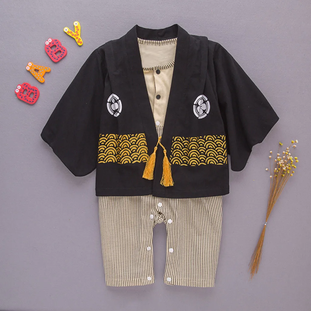 Infant summer baby new born boy clothes baby boy easter Striped Kimono Tops+Shorts Outfits Japanese clothes st patricks day baby