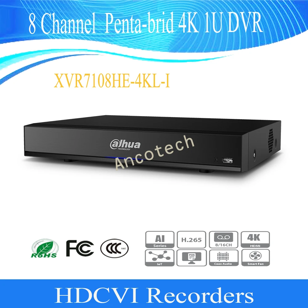 DAHUA Lite AI серия DVR 8/16 канальный Penta-brid 4K 1U цифровой видеорегистратор XVR7108HE-4KL-I/XVR7116HE-4KL-I
