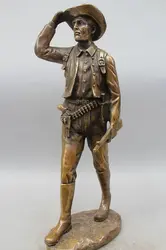 Подробная информация о 19 Западного Искусства Бронзовая Статуя Известного охотника охоты Статуя Мужчины Член и Ковбой R0715