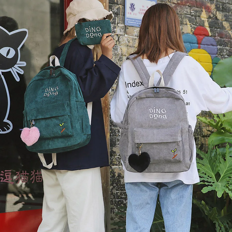 Модный женский рюкзак в консервативном стиле из мягкой ткани, Женский вельветовый дизайнерский школьный рюкзак для девочек-подростков, полосатый рюкзак
