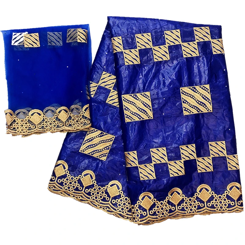 Синий умывальник riche getzner высокого качества африканский Базен riche ткань с камнями Базен Броде getzner для вечернего платья