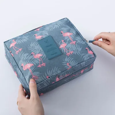 Новая мужская женская сумка для макияжа в путешествии нейлоновая сумка для косметики чехол для макияжа водонепроницаемый туалетный Органайзер косметический набор - Цвет: Flamingo
