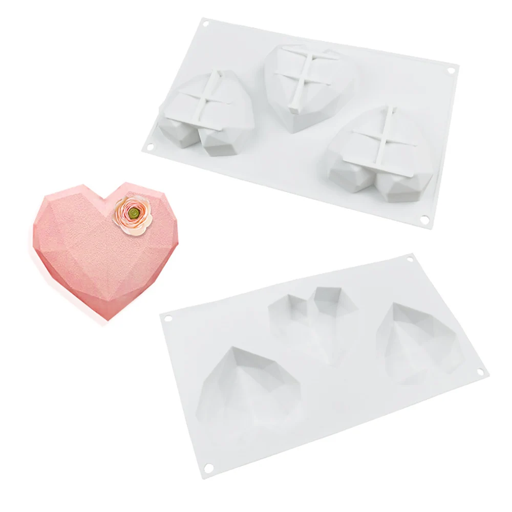 

GODWJ 3D Diamond Love Shape Silicone Mold Mousse Cake Mold DIY Baking Tools Dessert Pan Chocolate Mold Cake Decorating Tools