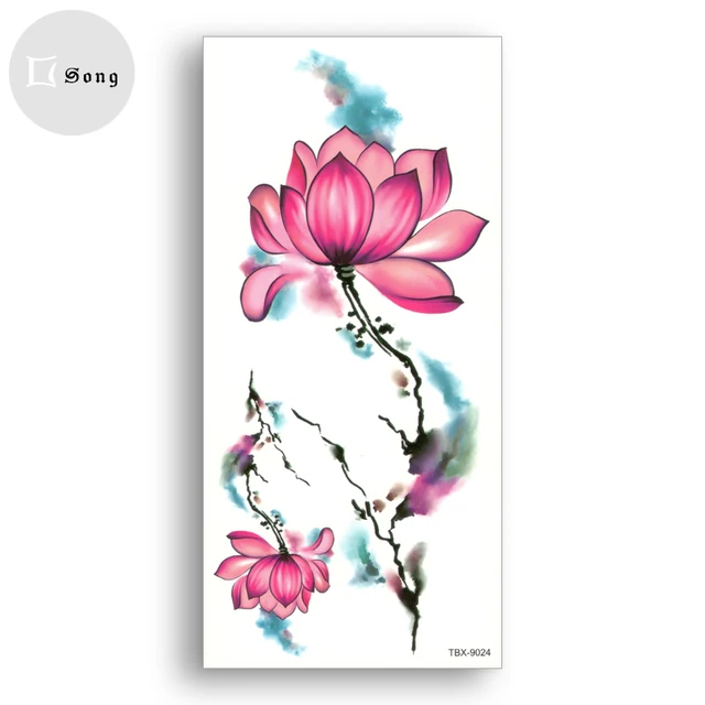 Waterproof Tattoo Stickers Half Sleeve Leg Temporary Fake Tattoos Lotus Watercolor Women Body Art Flower Arm Shoulder Decoration Waterproof Tattoo Stickers Half Sleeve Leg Temporary Fake Tattoos Lotus Watercolor Women Body Art Flower Arm Shoulder Decoration