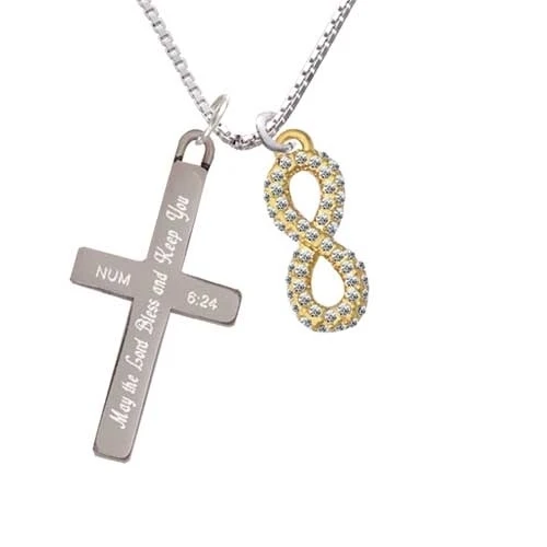 Crystal Gold Tone Infinity Sign - Bless and Keep You - Cross Necklace (1)