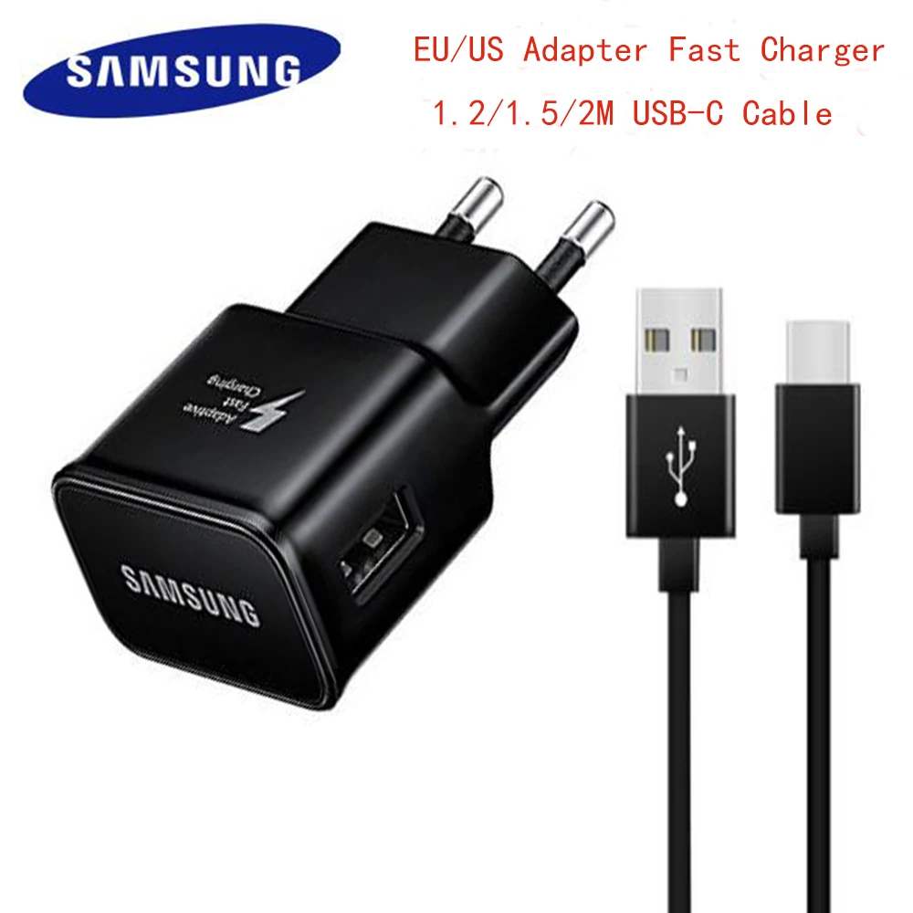 

Original Samsung Adaptive Fast Charger USB Quick Adapter 1.2/1.5/2M TYPE C Cable For Galaxy S8 S9 Plus Note 8 9 A3 A5 A7 2017