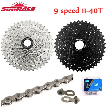 

Sunrace 9 Speed Cassette 11-40T Mountain Bike Freewheel X9 Chain Cogs Wide Ratio MTB Freewheel Adapter fit Shimano SRAM