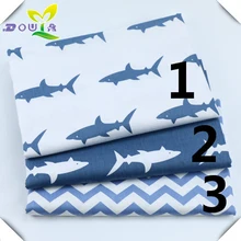 Хлопковая Подушка с рисунком синих акул, скатерть в горошек, хлопковая ткань для детей