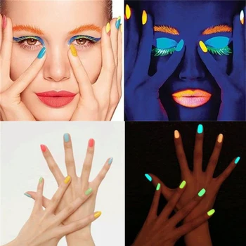 

10pcs Fluorescent Decoration Bright Nail Glitter Powder Photo luminescent 3D DIY Nails Luminous Brightly Pigment Nail Dust