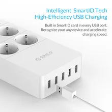 Power Strip Electrical Socket with 5×2.4A USB Super Charger Ports