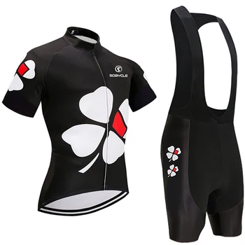 

2020 Black Flower Cycling team jersey 9D Pads bike shorts Quick Dry Ropa Ciclismo MTB bicycle clothing Mens summer cycling wear