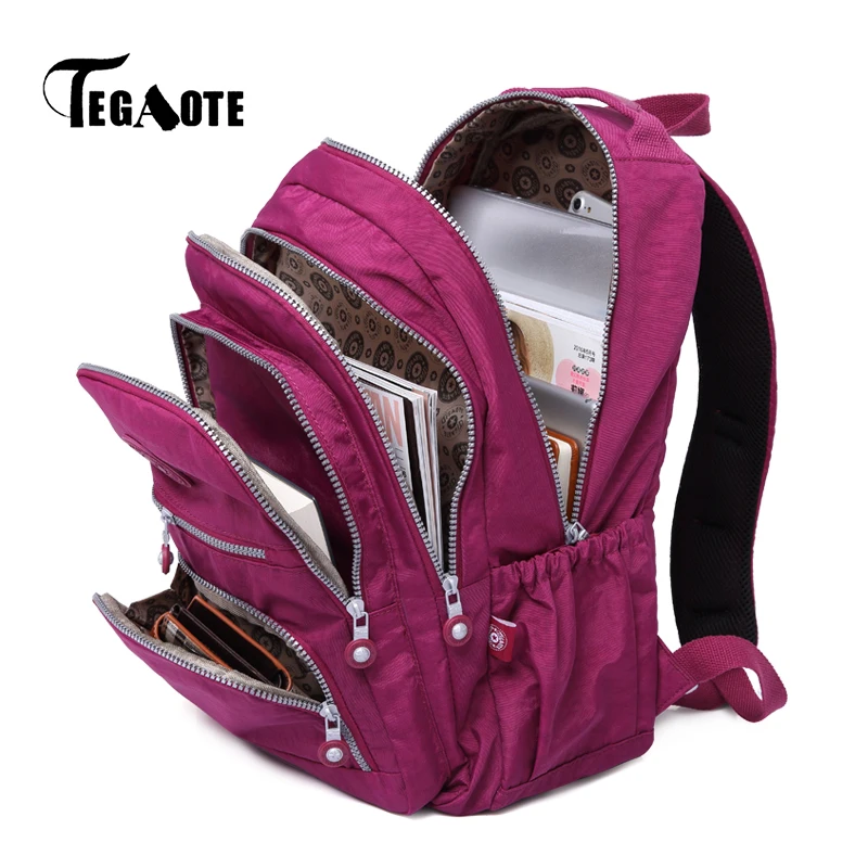 Tegaote الأزياء النايلون النساء multicolor عرضي مدرسة حقيبة الظهر لل مراهق بنات أنثى محمول السفر