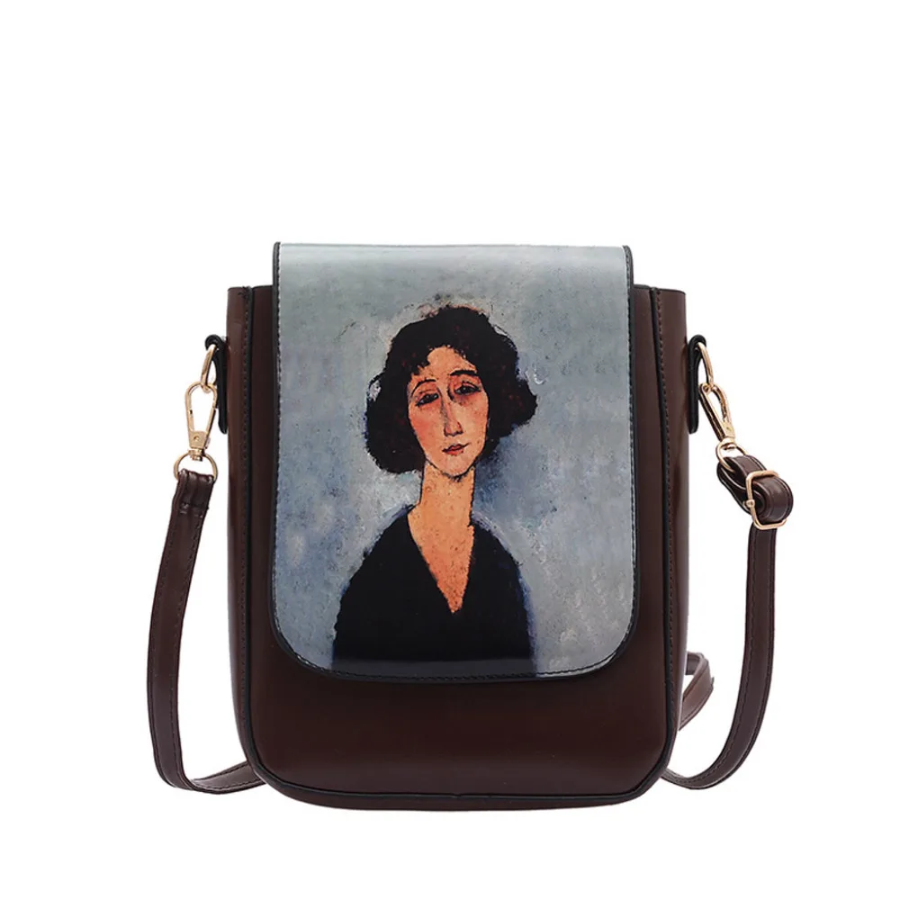 

Fashion Lady Retro Character Cat Pattern Wild Shoulder Bag Messenger Bag