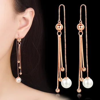 

XIYANIKE 925 Sterling Silver Temperament Tassel Design Pearl Handmade Long Section Earrings Fine Jewelry For Women Gift