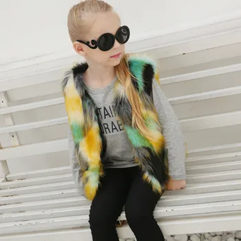 

T0792 New Fashion children's imitation Fur Vest Spring Girl furry Coat Tussilago girls Autumn Vest Jacket