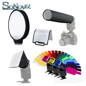 

30cm /12" Round flash Diffuser Softbox+Honeycomb Grid+Pop Up flash diffuser+20 Color Gels Filter Card For Canon Nikon Godox