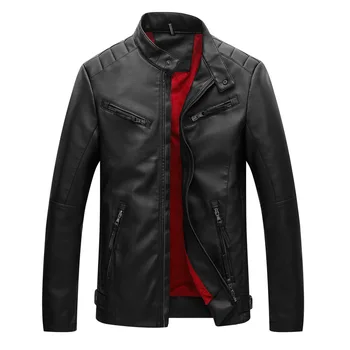 

2020 Autumn New Black Stand Collar Men Leather Jackets Good Quality Moto Man Jackets Motorcycle Leather