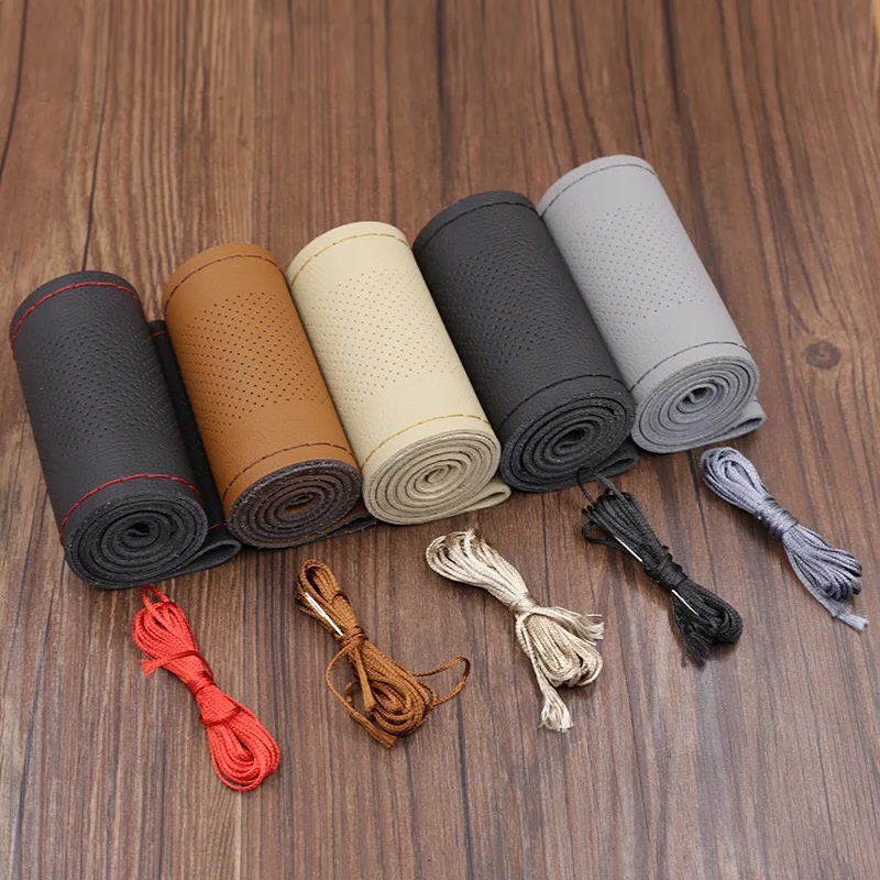 Perforated Breathable skidproof Steering Wheel Cover Diameter 36cm 38cm Fiber Leather handlebar braid car Steering-wheel covers Perforated Breathable skidproof Steering Wheel Cover Diameter 36cm 38cm Fiber Leather handlebar braid car Steering-wheel covers