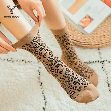 Высокие уличные женские носки с леопардовым принтом в стиле ретро, высокое качество, модные осенне-зимние носки, сексуальные дикие трендовые теплые носки с животным принтом
