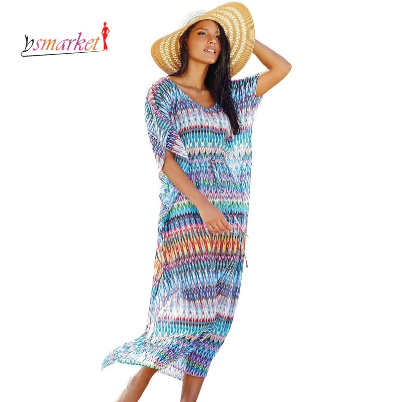 Buy Summer Beach Printed Long Dress Kaftan Sarongs