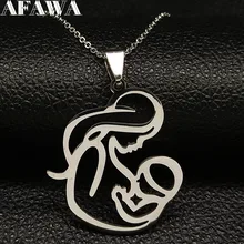 Family Mom BABY Stainless Steel Necklace Women Silver Color Pendant Necklace Jewelry bisuteria mujer Mother’s Day Gift N18566