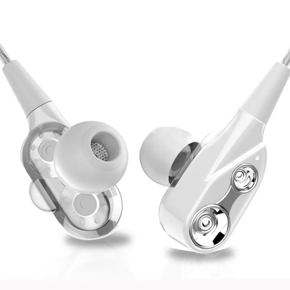 1 шт. Handsfree Dual Driver микрофон двойной блок стерео Бас Наушники для бега гарнитура