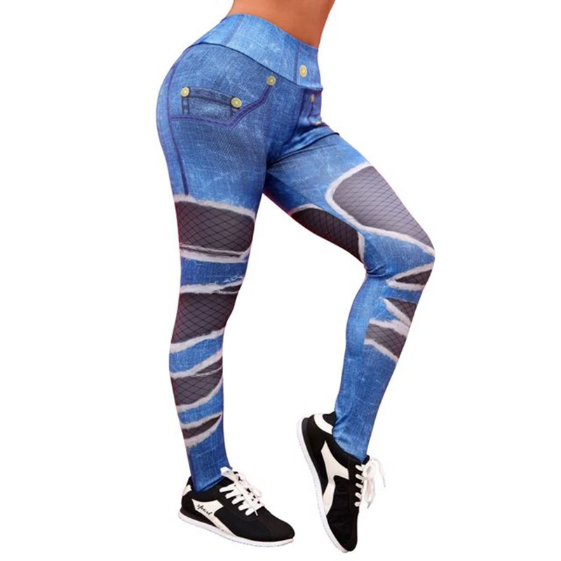 

Yoga Pants Jeans Womens Seamless Leggings Gym Running Sports Fitness Stealth Breathable Thin Slimming Lift Hip Hole Yarn Mesh
