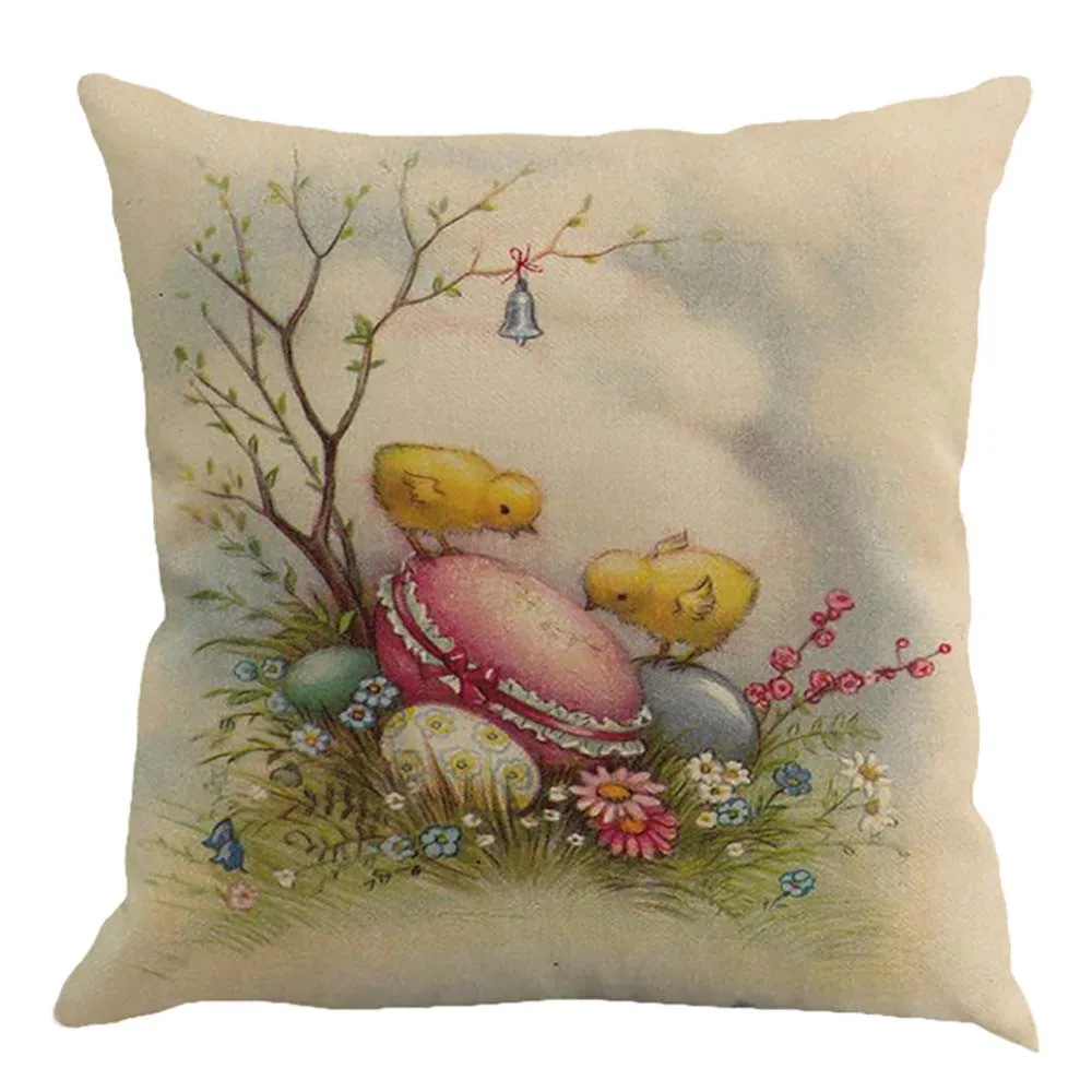

Easter Rabbit Painting Pillow Cases Linen Sofa Cushion Cover Throw Waist Pillow Covers Sofa Bed Home Decor Pillow Case