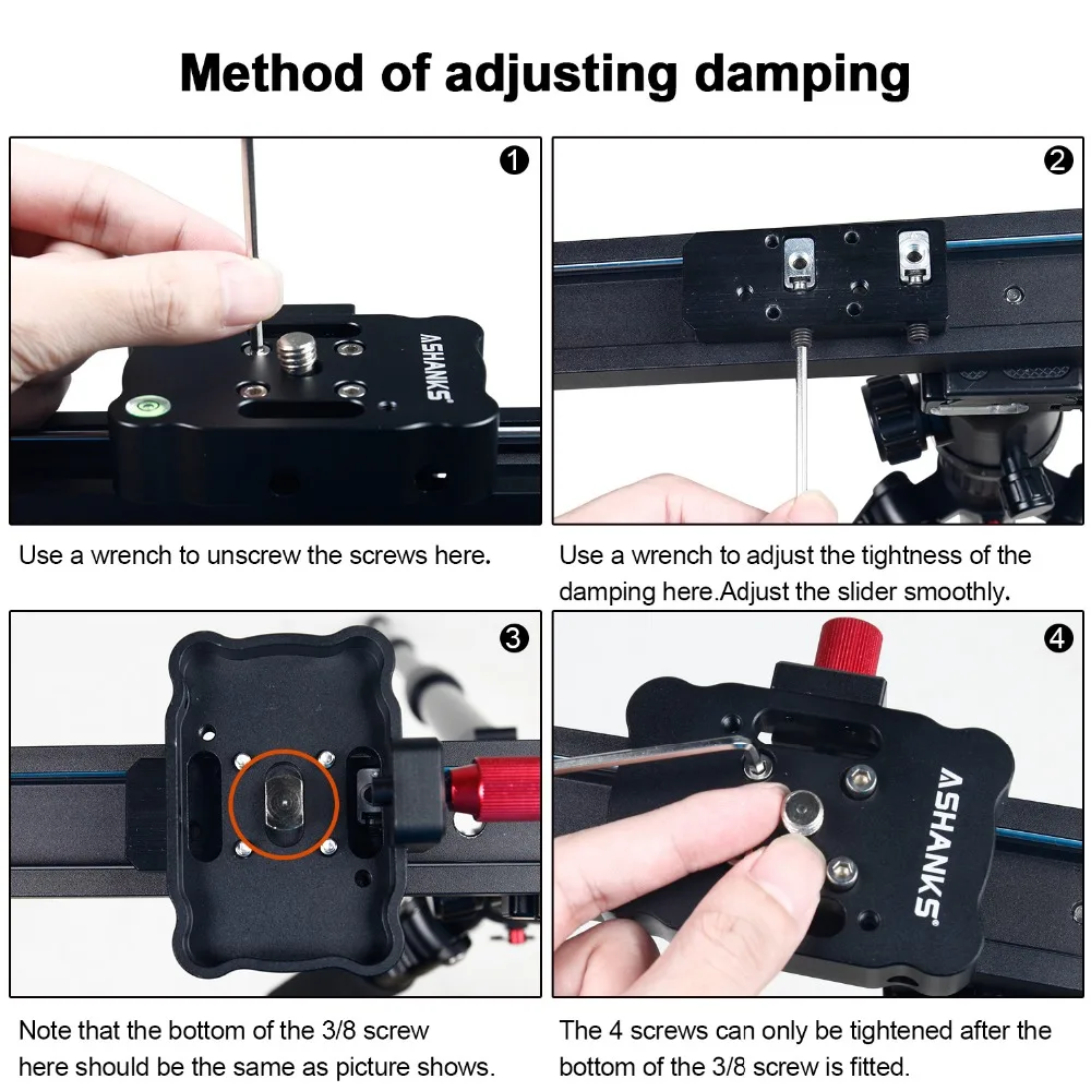ASHANKS DSLR Camera Slider Aluminum Damping Track Rail Sliders System Video Stabilizer for Vlog Camcorder Youtube Photo Studio