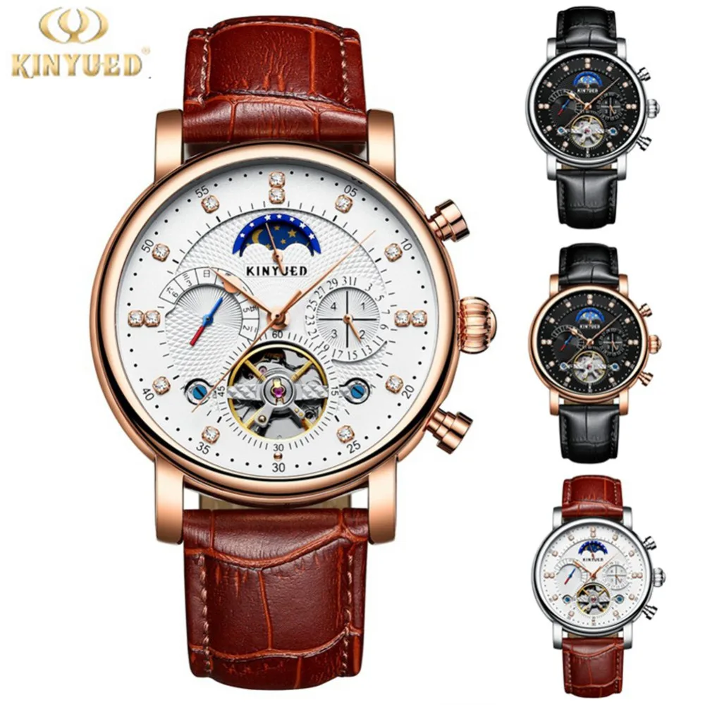 

KINYUED Men Sports Automatic Mechanical Watch Fashion Racing Luxury Brand Waterproof Watch Relogio Masculino Leather Clock #3