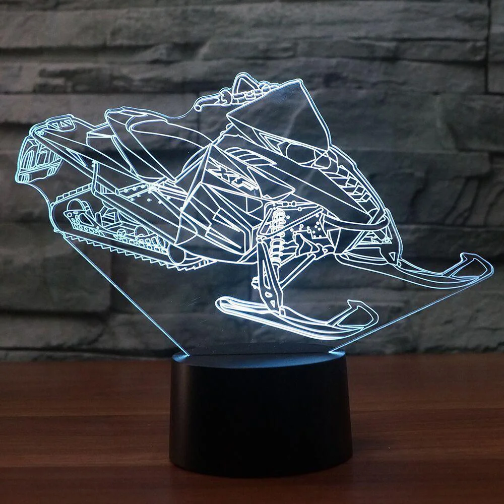 3D Led лыжный Снежный самолет Звездная ночь Usb Сенсорная Кнопка настольная лампа 7 цветов Изменение снегоход автомобиль домашний декор прикроватное освещение подарки