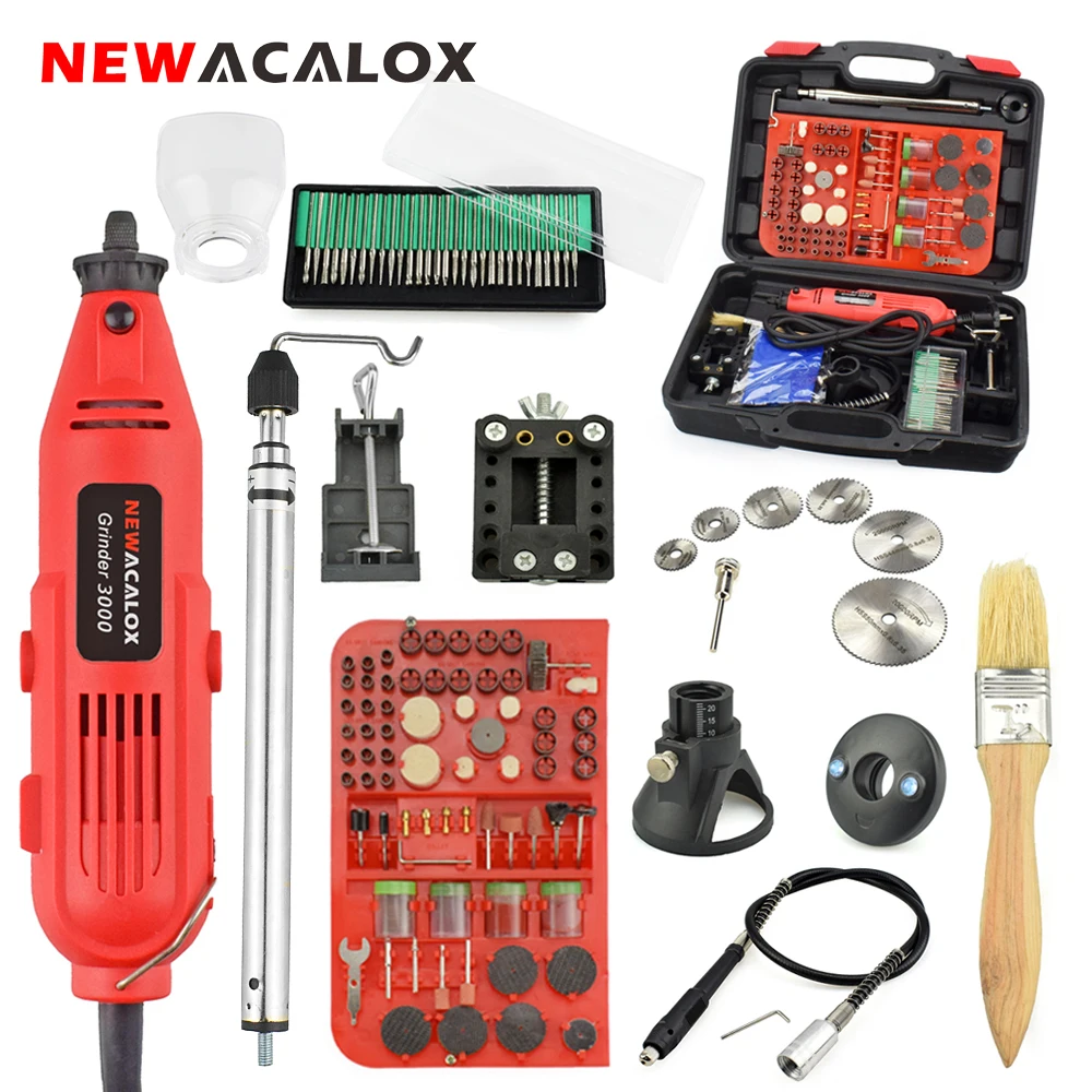 

NEWACALOX 220V/110V 260W Mini Electric Drill Grinder Machine Set EU/US Variable Speed Rotary Tool Dremel Carving Accessories