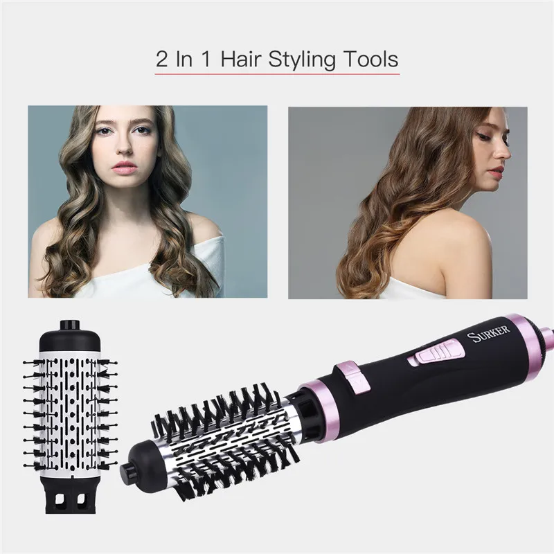 Offerte 2 In 1 Multifunzionale Elettrico Dei Capelli Spazzola Asciugacapelli Rullo Ruota Styler Pettine Raddrizzamento Ferro di Arricciatura Dei Capelli Strumenti Per Lo Styling