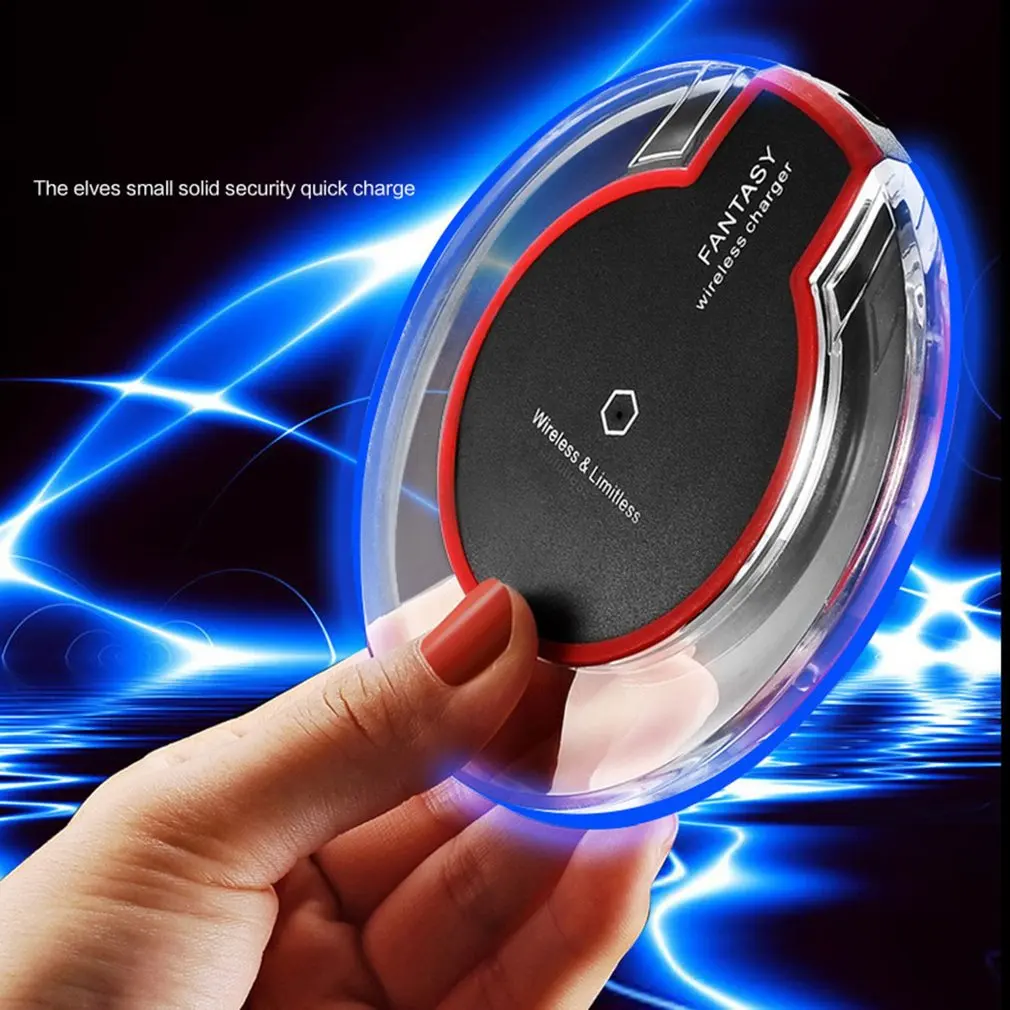 New Wireless Charging Dock Charger Crystal Round Charging Pad With Receiver For Iphone for Samsung