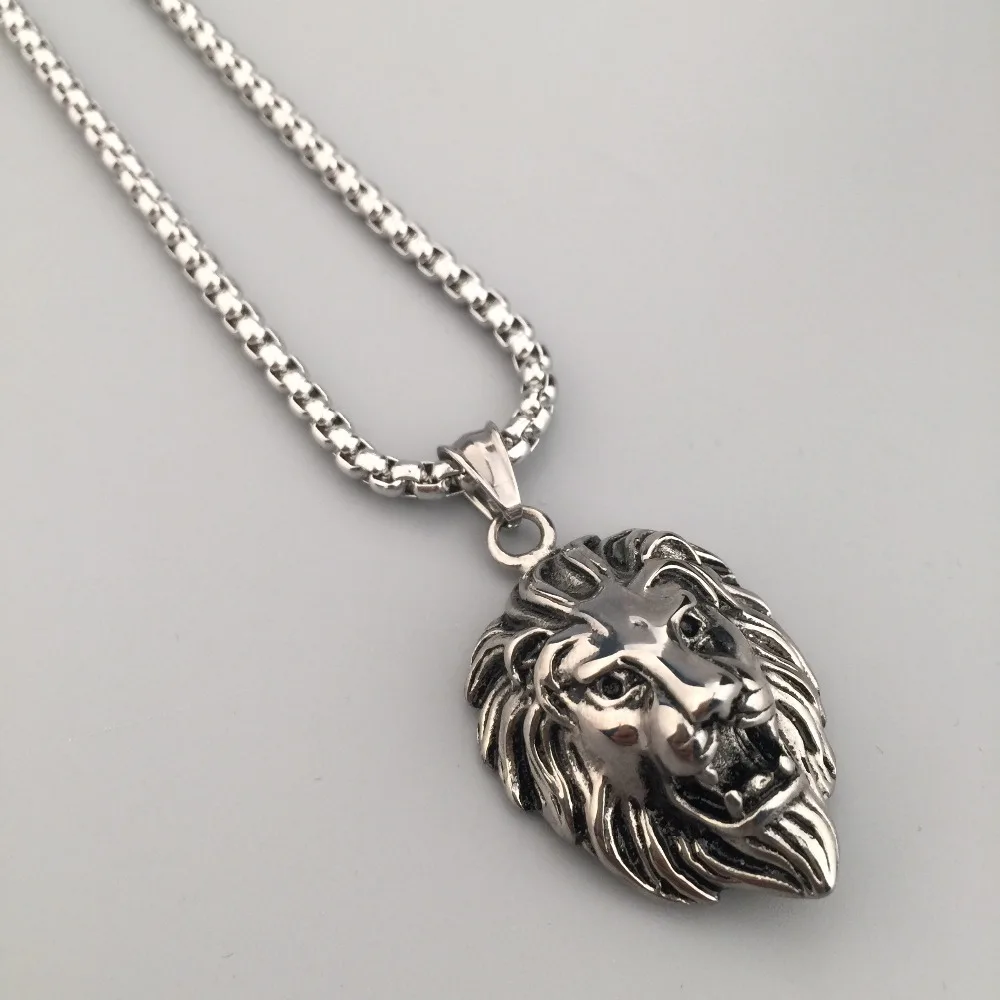 Mens Necklace Jewelry Lion Head Lion King Pendant Hip Hop Leo Necklace