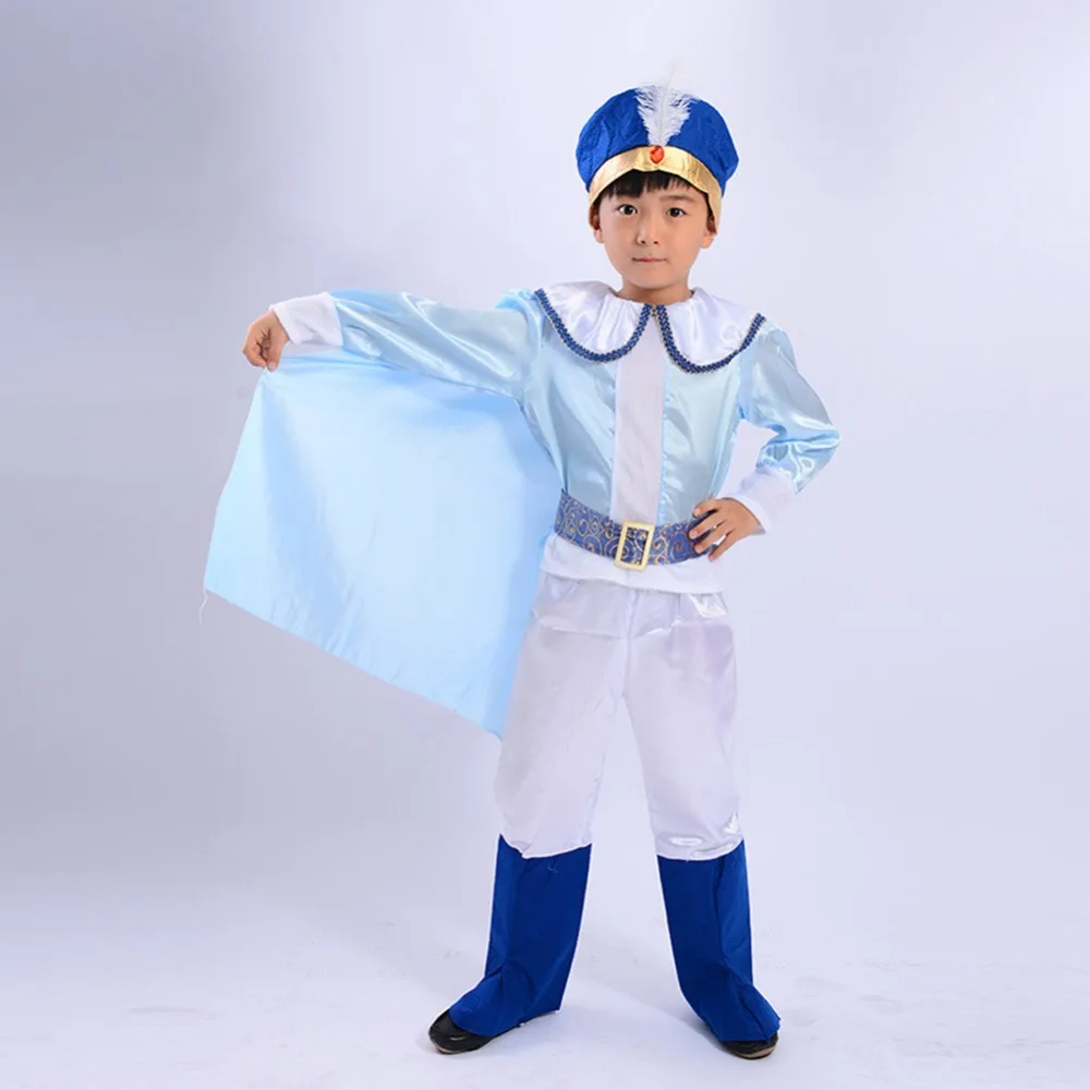 4pcs Children's Arab Prince Outfits Kids Costume for Alladin Fairy tale Fancy Dress |