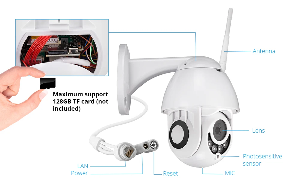 Испания Быстрая KERUI уличная Водонепроницаемая беспроводная 1080P 2MP PT WiFi IP камера скоростная купольная камера видеонаблюдения