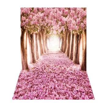 

1.5 * 2.1m Photography Backdrop Romantic Flower Tree Road Pattern Background Digital Printed for Kid Children Baby Newborn