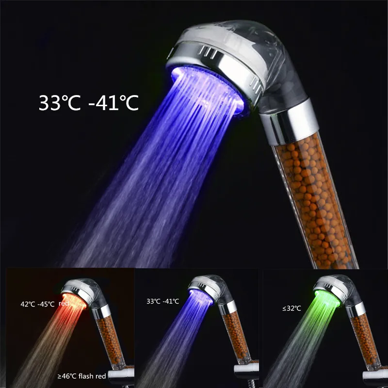 

LED Shower SPA Shower Head Pressurized Water Temperature Control Colorful Handheld Big Rain Shower Save Water RGB Color