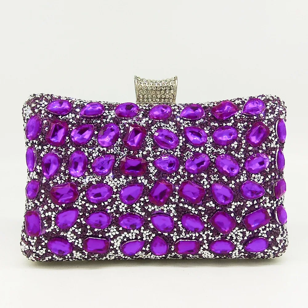 

Women's Fashionable Day Clutch with Hundreds of Colorful Crystal Jewels, Chic Evening Handbags for Dating and Party
