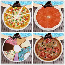 Пляжное полотенце с фруктовым принтом, для пиццы, оранжевого цвета, киви, для йоги, с кисточками, большой круглый мягкий коврик для йоги, для плавания, путешествий, отдыха, из микрофибры