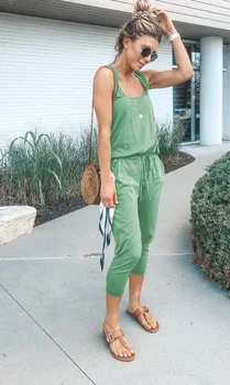 

Wontive 2019 Summer Fashion Strap Lace-up Pocket Women's Jumpsuit Casual Slim Ladies Jumpsuit Bodysuits
