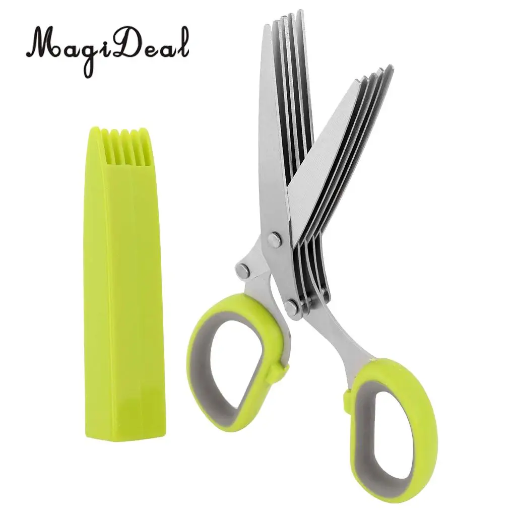 Kitchen Shallot Scissors 5 Layers Hreb Cutter Green Onion Herb Cutlery, Mincer, Sharp Dishwasher Safe, Culinary Chopper