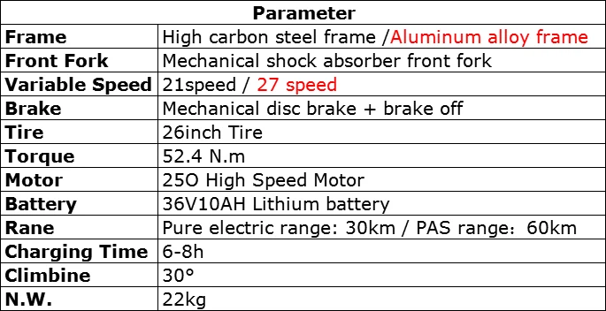 Best 26inch  electric mountian bike 36V 250W Motor electric bicycle 21/27speed ebike Adults travel bike Mechanical suspension bicycle 0