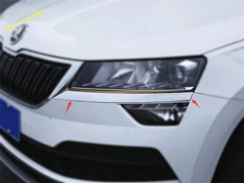

Lapetus Chrome Front Head Lights Lamp Eyelid Eyebrow Protect Strip Molding Garnish Cover Trim 2Pcs For Skoda Karoq 2018 2019 ABS
