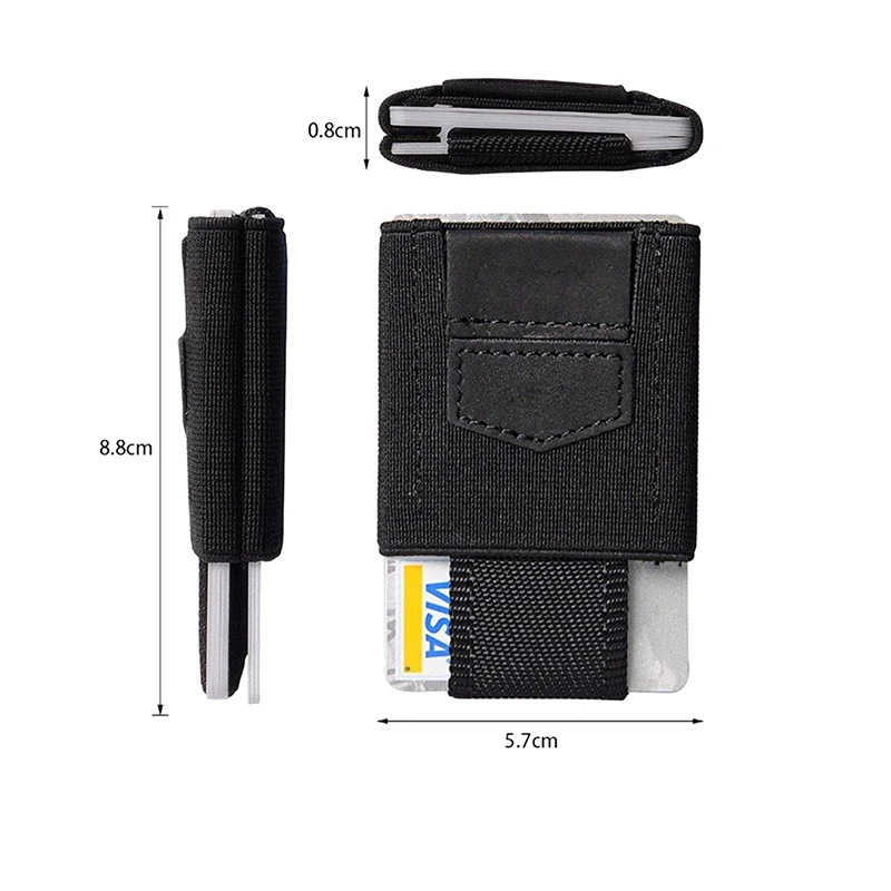 Slim Wallet 15 Card Holders For Men&Women Elastic Belt Fixed Front Pocket Package Cash Coins Keys
