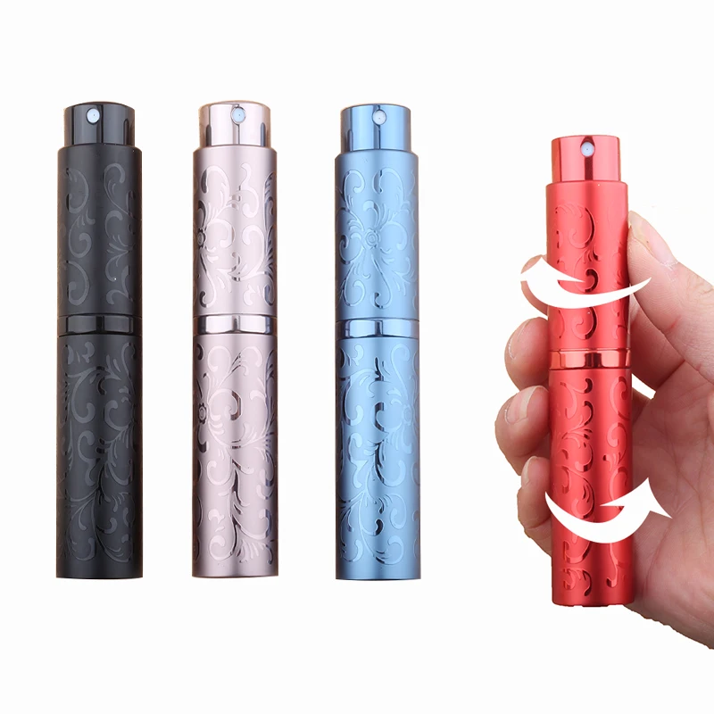 

Ynzzio 10ML Mini Perfume Refillable Bottle Aluminium Body Empty Spining Spray Dispenser Portable Travel Rotary Refillable Bottle